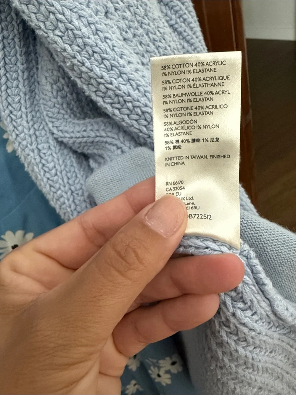 Free People Dare To Dream Light Blue Chunky Cotton Knit Open Cardigan Sweater M